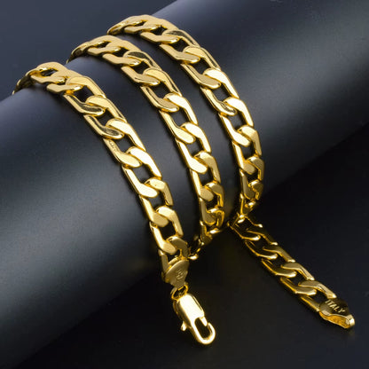 Sunny Jewelry Women Men'S Necklace Gold Plated Fashion Basic Punk Cuban Link Chain Long Necklace Neck Jewellery Accessories Gift